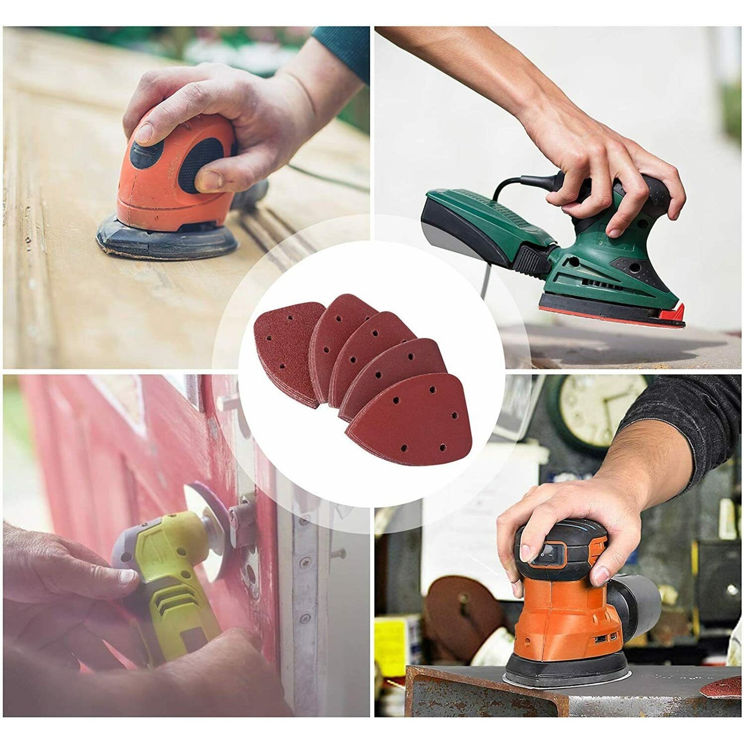 SATC Mouse Sander Sandpaper Pads 120 240 Grit Assorted, 50PCS Hook and Loop Sanding Paper Sheets for Mouse Detail Sander