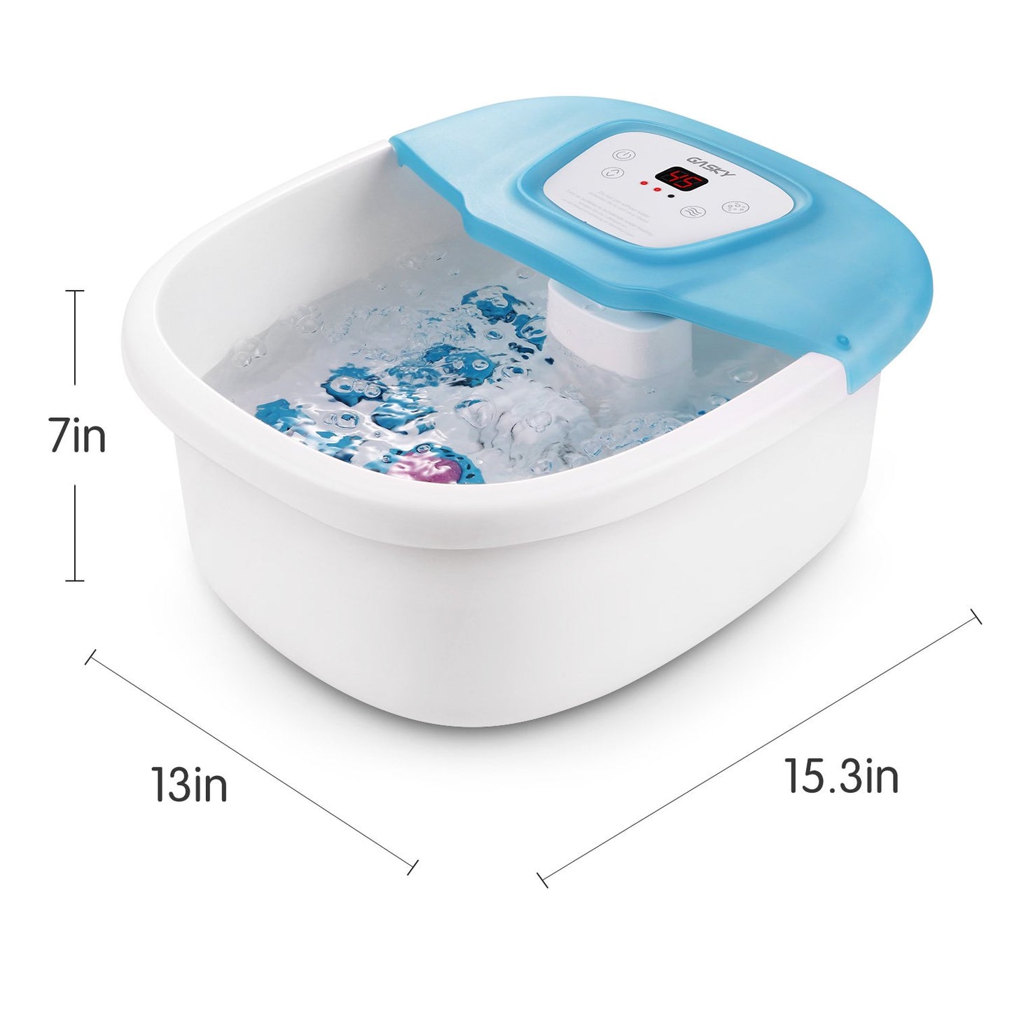 Gasky Foot Bath Massager Adjustable Temperature Foot Soaking Bath Basin with Heat, Vibration, Bubbles and Pedicure Grinding Stone, 16 Shiatsu Masssage Rollers