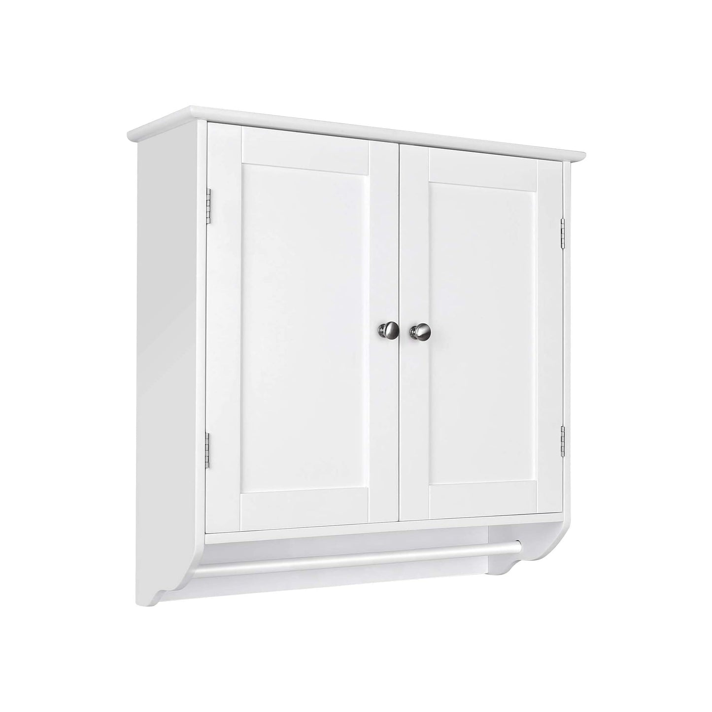 Homfa Bathroom Wall Cabinet, Over The Toilet Storage Cabinet with Double Door Cupboard and Adjustable Shelf and Towels Bar, White