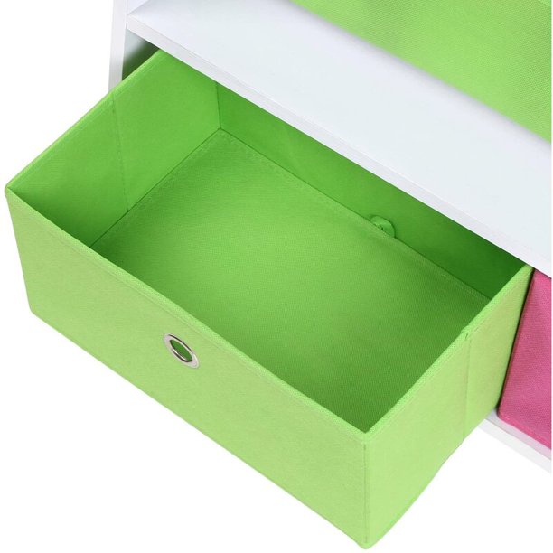 Homfa Kids Bookshelf with Toy Organizers and Storage, Bookcase for Kids Room, Book Rack Non-Woven Fabric with 2 Storage Bin for Toddlers