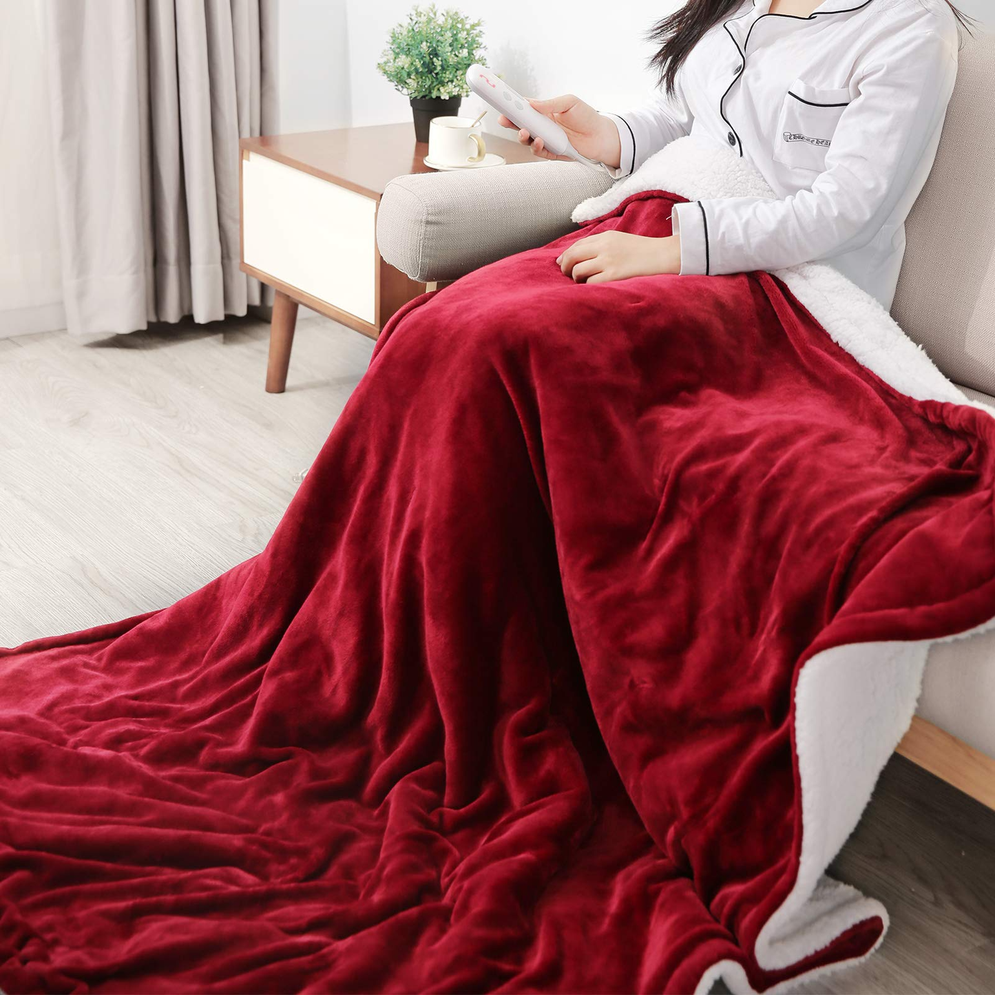 MaxKare Electric Blanket Heated Throw, Blanket 50" x 60", Flannel, Fast Heating, Machine Washable, ETL Certification, with 6 Heating Levels & 5 Hours Auto-Off for Home Office Use