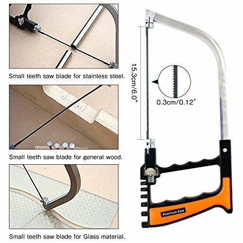 Hiveseen Mini Handheld Hacksaw Set, 15-in-1, Multi Purpose, with 8 HSS Steel Saw AN-01