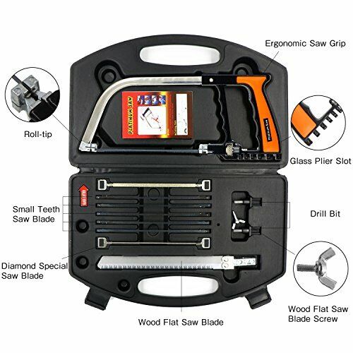 Hiveseen Mini Handheld Hacksaw Set, 15-in-1, Multi Purpose, with 8 HSS Steel Saw AN-01