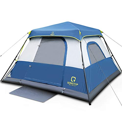 OT QOMOTOP Tents, 4 Person 60 Seconds Set Up Camping Tent, Waterproof Pop Up Tent with Top Rainfly, Instant Cabin Tent, Advanced Venting Design - QTIC04