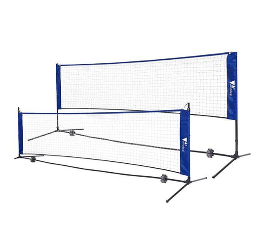 Amzdeal 17ft. Portable Badminton & Volleyball Net Set, for Indoor Outdoor, Blue