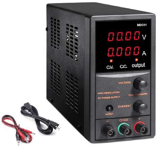 TACKLIFE DC Power Supply Variable, 30V 5A with 4 Digits Display, Course and Fine Adjustments(00.01V, 0.001A)-MDC01