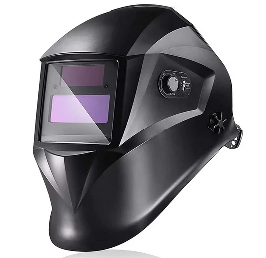 TACKLIFE Welding Helmet, True Color and Solar Power Auto Darkening Grinding Helmet Wide Shade Range DIN9-13, Anti-Ultraviolet Infrared.3Pcs Replacement Lenses- TKMZ01HD, Matt Black
