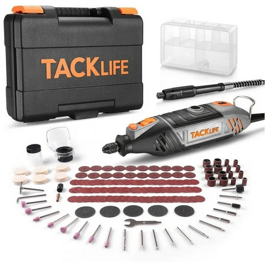 TACKLIFE Rotary Tool Kit, 135W Motor with Variable Speed, 150pcs Rotary Tool Accessories Grey