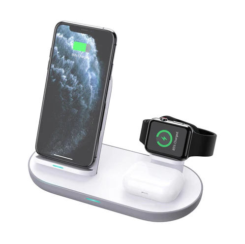 AUKEY LC-A3 Aircore 3 in 1 Wireless Charging Station Stand - White