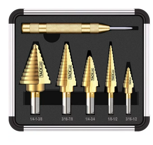 Tacklife Step Drill Bit Set With & Automatic Center Punch, Total 50 Sizes , PDH06A
