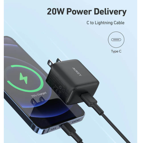 AUKEY PA-R1 Swift Charger with PD & QC 3.0 USB C 20W Black