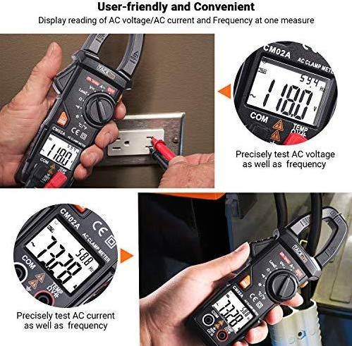 Tacklife Clamp Meter, 6000 Counts Ammeter, Professional Digital Multimeter With Current Ncv Auto Range Test-CM02A