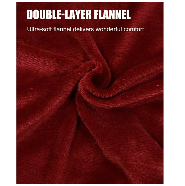 Heated Blankets Electric Throws with Double-Layer Flannel, 6 Heating Levels, 3 Hours Auto-Off, Fast Heat & ETL Certification, Home Office Use & Machine Washable, 50" x 60" | Wine Red | OWF-PJA