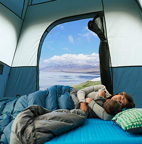 OT QOMOTOP Tents, 4 Person 60 Seconds Set Up Camping Tent, Waterproof Pop Up Tent with Top Rainfly, Instant Cabin Tent, Advanced Venting Design - QTIC04