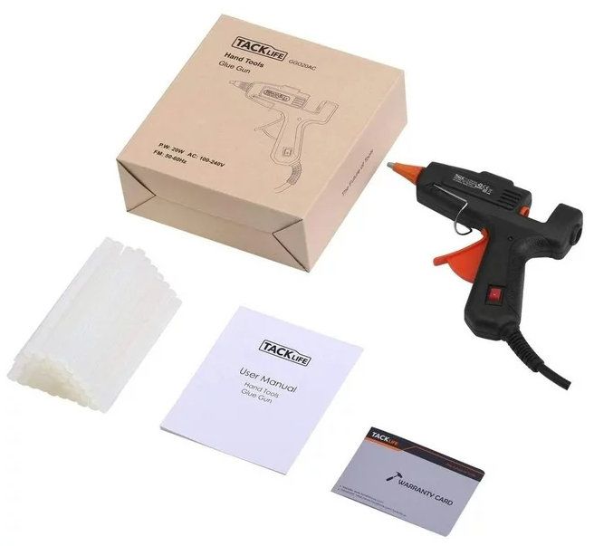 TACKLIFE Mini Hot Glue Gun 20w with 30 Pcs EVA Glue Sticks Flexible Trigger High Temp Overheating Protection and Heating Up Quickly Hot for DIY Small Craft And Quick Repairs-GGO20AC