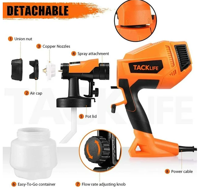 TACKLIFE 800W Electric Paint sprayer.with 3 Patterns Adjustable Valve,TLPS80A