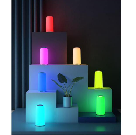 AUKEY LT-T7R Table Lamp RGB Touch-Sensitive Bedside Lamp with Timer Function Dimmable Warm White Light & Color-Changing Light, Night Light with Memory Function for Living Rooms and Bedrooms
