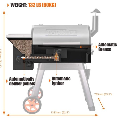 Tacklife 20000BTU Heat Ideal for Wood Pellet Grill and Smoker,8-in-1 BBQ Grill-TKGRILL01