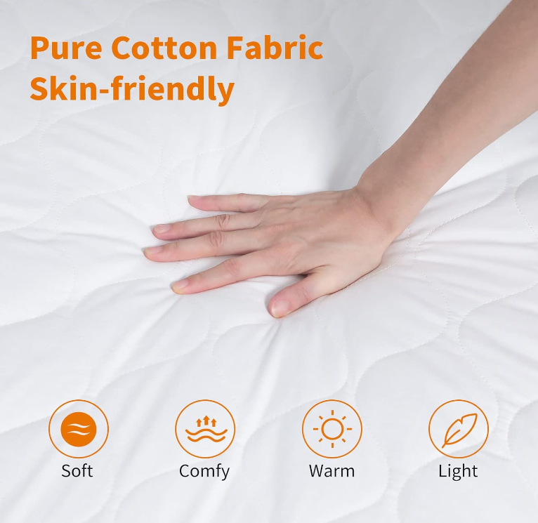 Heated Mattress Pad King Size 76*80in(193*203cm), Quilted Cotton Electric Mattress Pad with Two Heating Digital Controllers, 6 Heat Setting, 9 Hours Auto Shut Off, 50cm Deep All Around Elastic Pocket-OWF-FSK