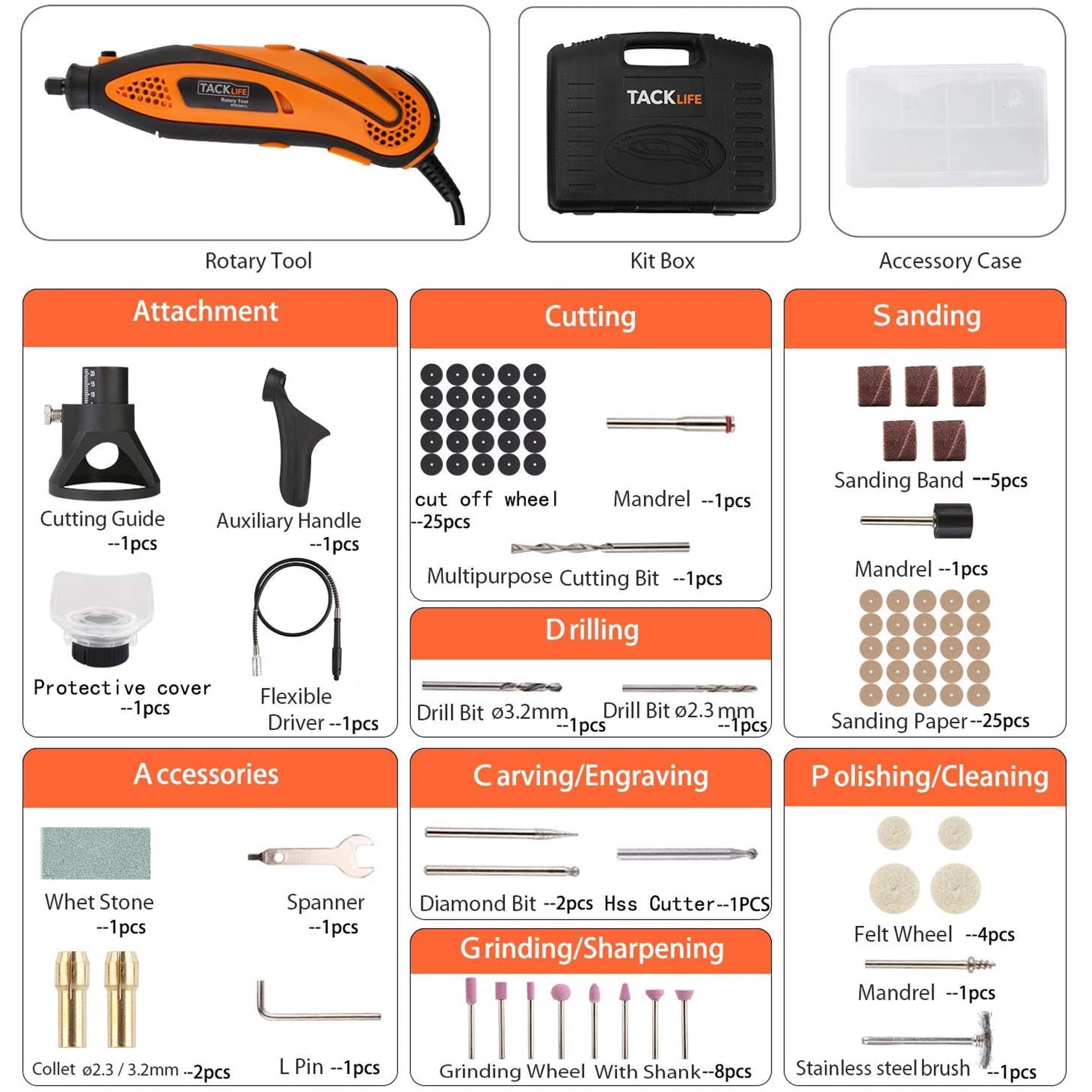 TACKLIFE Rotary Tool With Flex Shaft, 135W Power Variable Speed