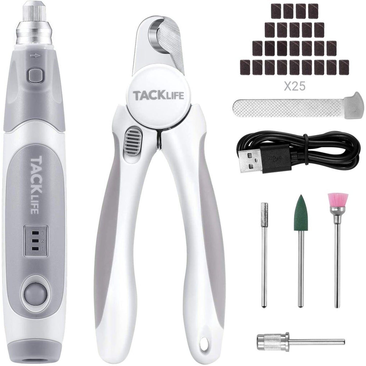 TACKLIFE TKRT20D Dog Nail Clipper with Grinder, 3-Speed Electric Rechargeable Pet Nail Trimmer