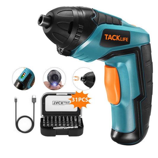 TACKLIFE Electric Rechargeable Screwdriver, 2.0Ah Li-Ion with Battery Indicator, 31 Pcs Accessories - SDP50DCB