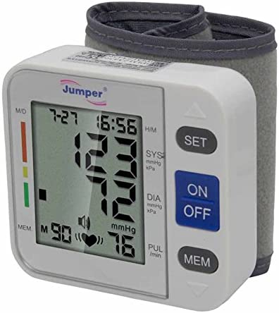 Jumper Automatic JPD-900W Medical Wrist Blood Pressure Monitor Cuff, Digital Electronic BP Meter Pulse Rate Irregular Heartbeat Measurement with Large LCD Display