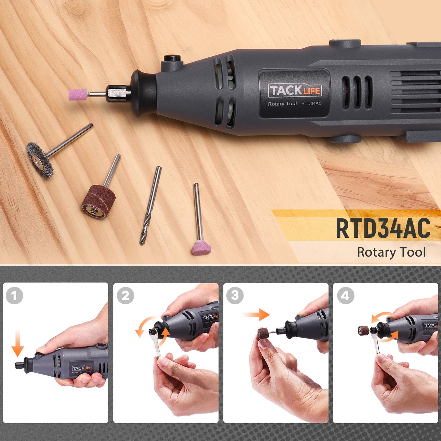 TACKLIFE Rotary Tool With Flex Shaft, 135W Power Variable Speed