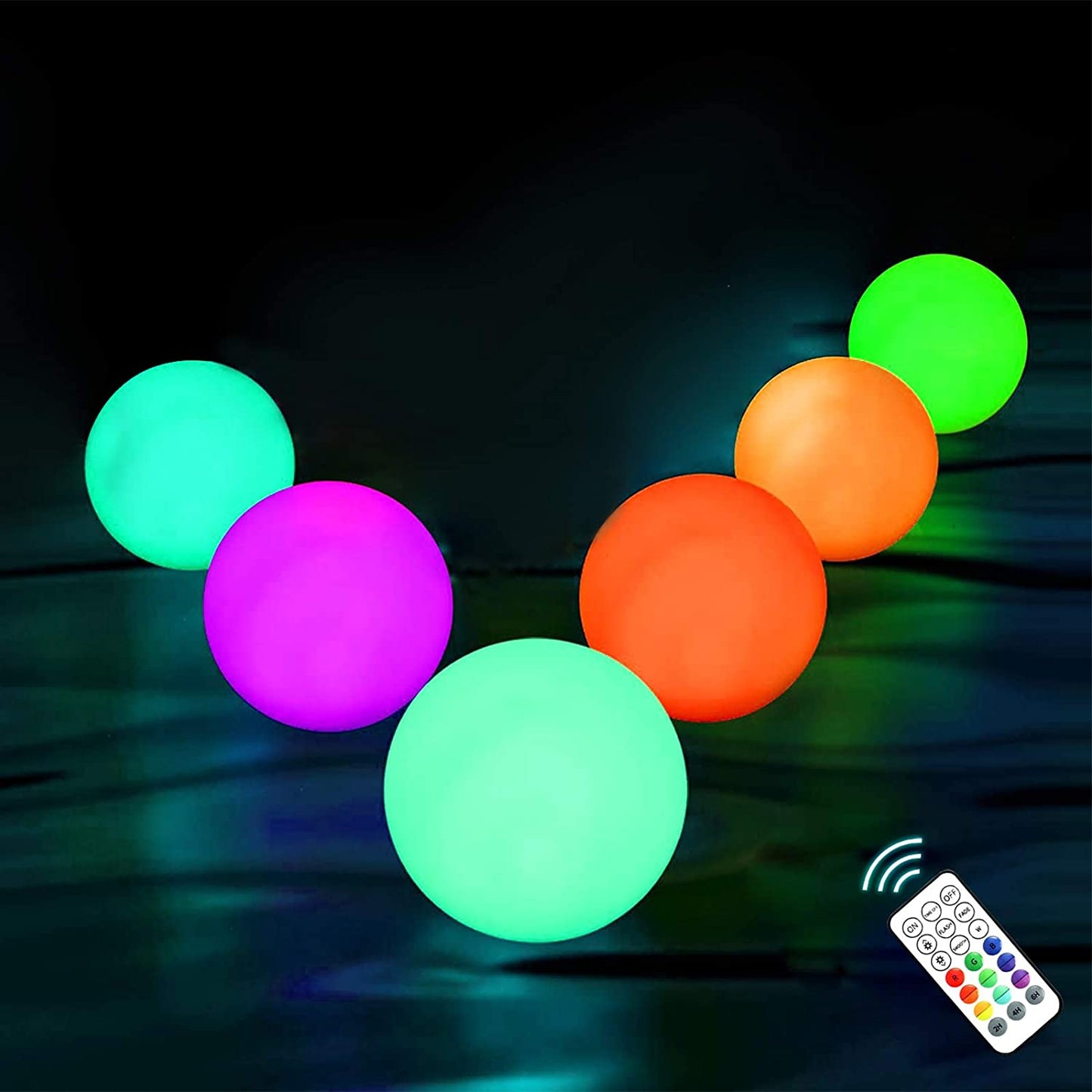 Chakev Floating Pool Ball Lights with Remote, 16RGB Color Changing Ball Lamp with Timer, Waterproof Glow Balls Battery Powered Lighting Bath Toys Ideal for Pond Pool Garden Lawn Party Decor,6Packs