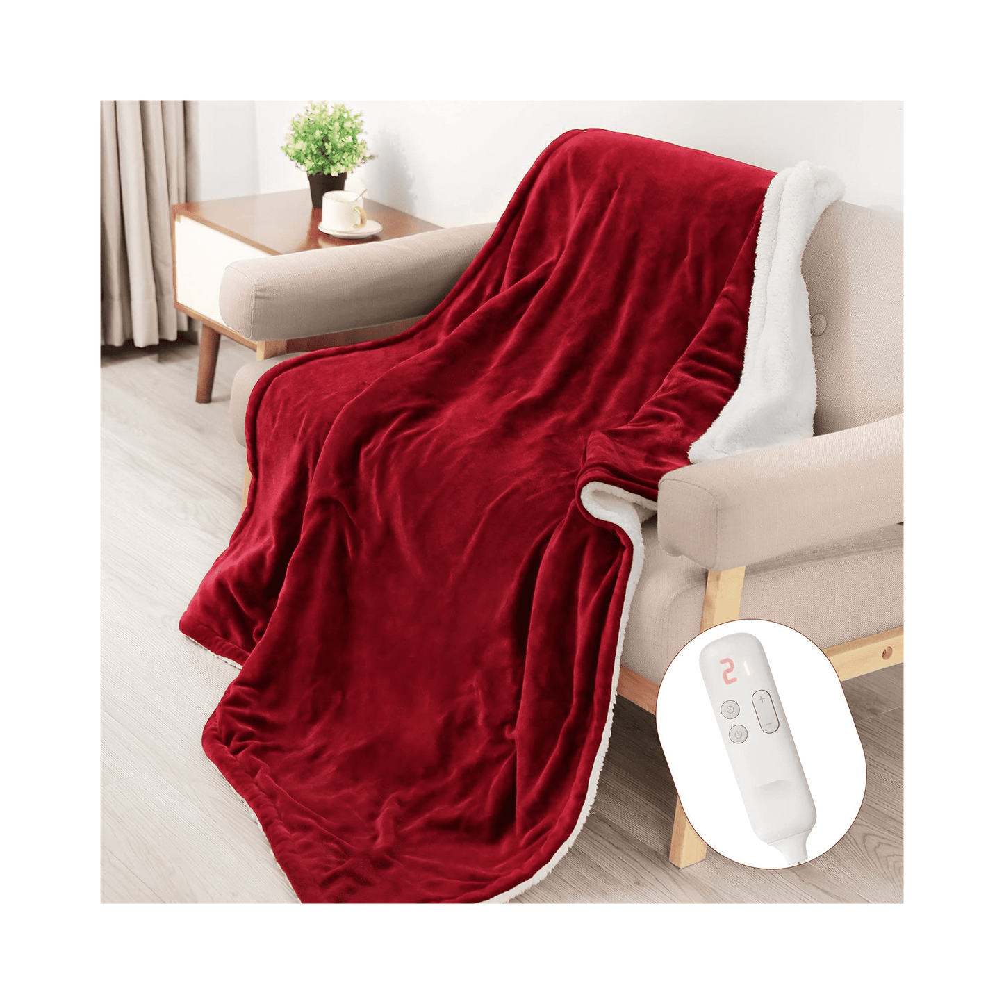 MaxKare Electric Blanket Heated Throw, Blanket 50" x 60", Flannel, Fast Heating, Machine Washable, ETL Certification, with 6 Heating Levels & 5 Hours Auto-Off for Home Office Use