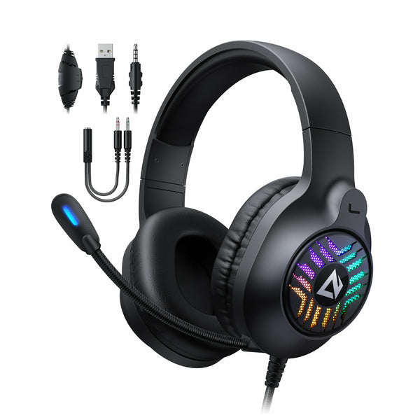 AUKEY GH-X1 RGB Gaming Headset w/Stereo Sound 50MM Drivers Noise Canceling Mic