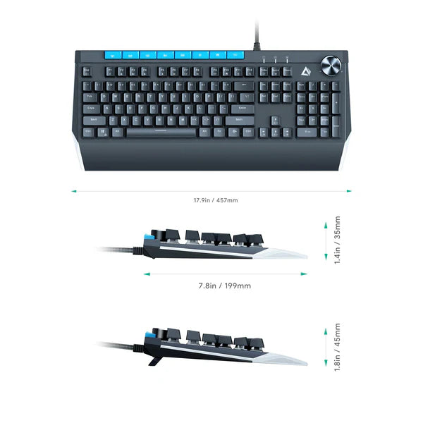 AUKEY KM-G17 Mechanical Keyboard Blue Switches 104key with Volume Control Button