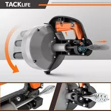 TACKLIFE HGD02A Drain Auger 25Ft Drum Auger With Drill Adapter Toilet Sink Drain Cleaner Sewer Fast Cleaning Tools
