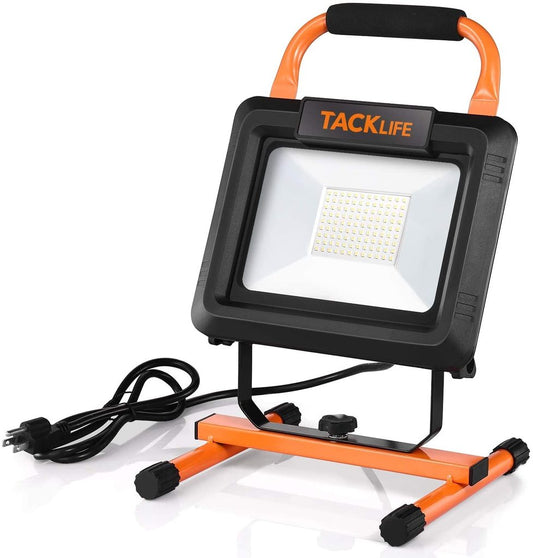 TACKLIFE 70W Portable LED Work Light 7000LM 2 Brightness Modes IP65 Waterproof Flood Light with stand