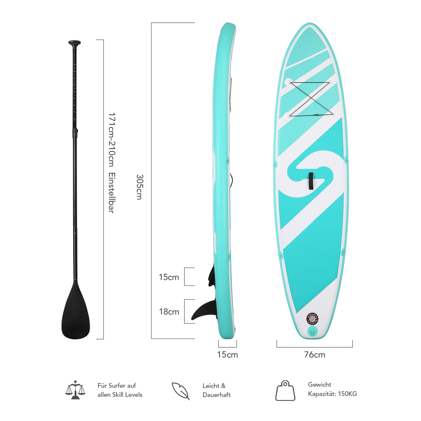 Inflatable Paddle Board Stand Up Paddle Board 120"x30"x6" Ultra-Light(17LBS) SUP Board with Full Accessories & D Ring for Paddling Surfing Yoga Surfing Outdoor Christmas