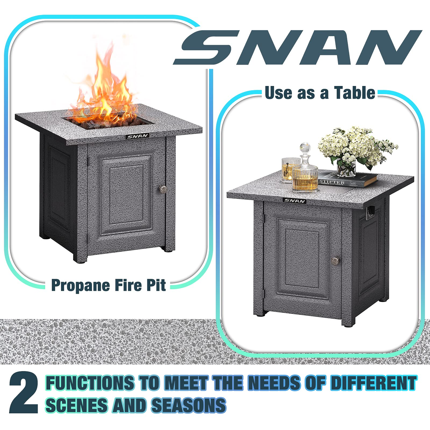 SNAN 28 inch Propane Gas Fire Pit Table CSA Outdoor