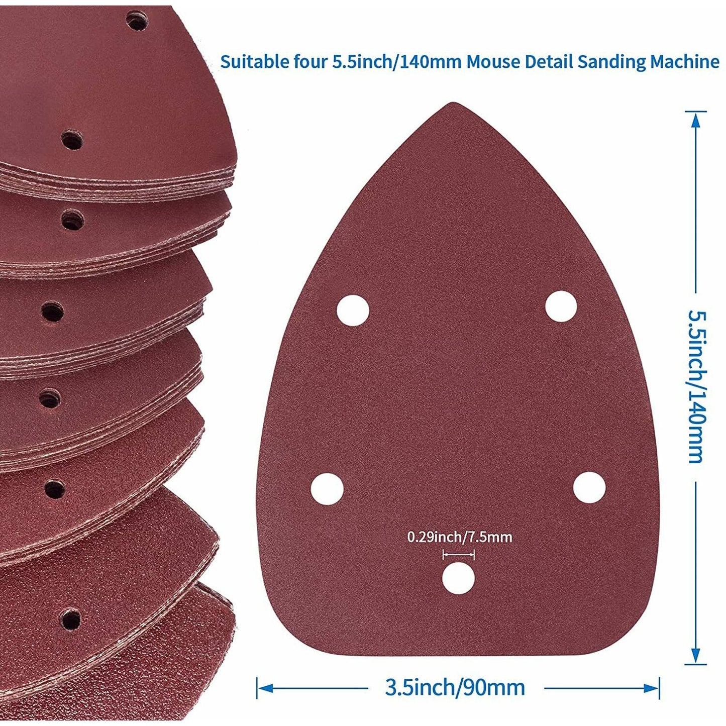 SATC Mouse Sander Sandpaper Pads 120 240 Grit Assorted, 50PCS Hook and Loop Sanding Paper Sheets for Mouse Detail Sander